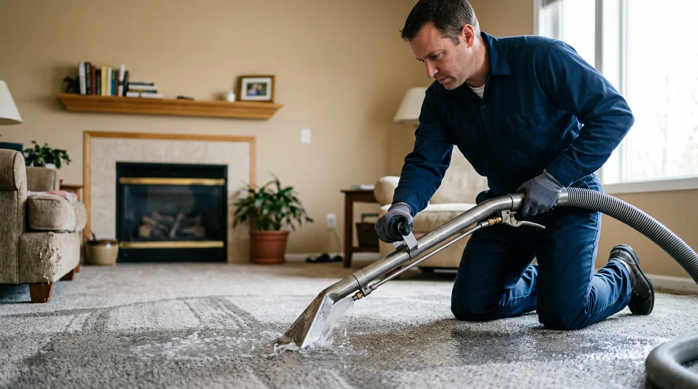 Water damage restoration technician working near Richmond, KY